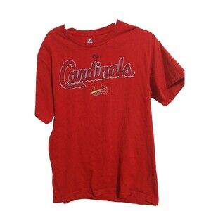 Majestic MLB St. Louis Cardinals Baseball Red 100% Cotton T-Shirt Size M